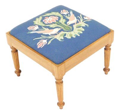 Lot 851 - A mahogany stool, with a woolwork drop in seat,...
