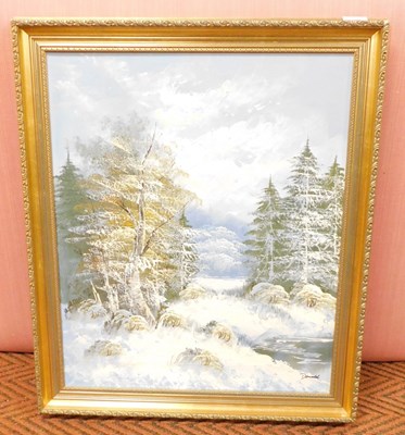 Lot 2277 - Donald (20thC). Winter landscape, oil on...