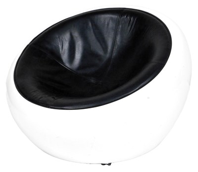 Lot 856 - A white and black leather egg pod chair, by...
