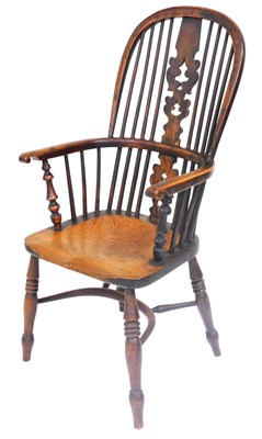 Lot 867 - A Victorian yew and elm Windsor chair, with a...