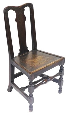 Lot 868 - An 18thC oak country chair, with a vase shaped...