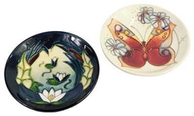 Lot 42 - Two Moorcroft pottery pin dishes decorated in...