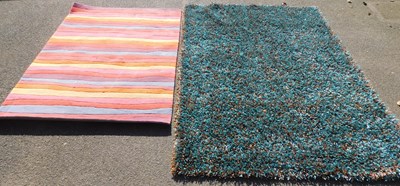 Lot 1191 - A shag pile rug in brown and blue 160cm x...