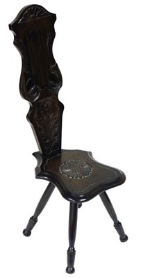 Lot 887 - A Welsh spinning chair, with sunburst carved...