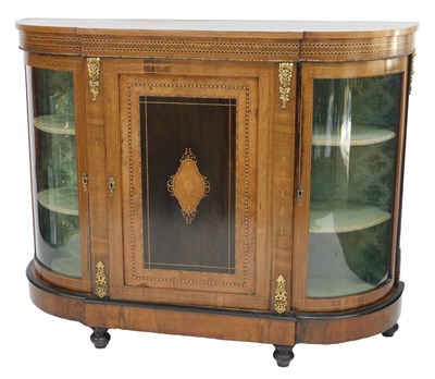 Lot 10 - A Victorian figured walnut inlaid and brass...