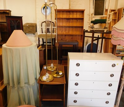 Lot 1141 - A pair of brass standard lamps, and another...