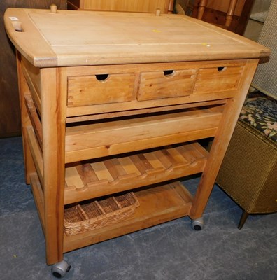 Lot 1142 - A beech kitchen block, with a variety of...