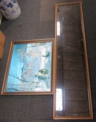 Lot 2088 - A large gilt framed rectangular mirror, 123cm...