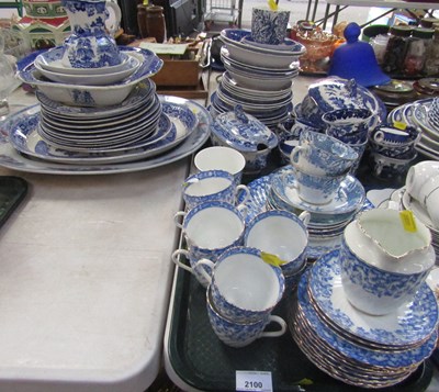 Lot 2100 - A blue and white part tea service, unmarked,...