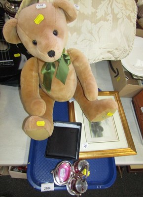 Lot 2104 - A Harrods Teddy bear, framed and glazed...