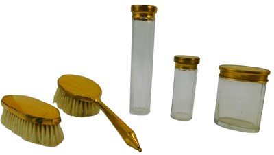 Lot 159 - An early 20thC yellow guilloche enamel brass...