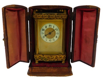 Lot 163 - A late 19th/early 20thC brass cased carriage...