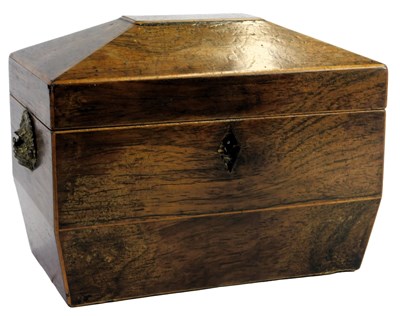 Lot 186 - A Regency mahogany sarcophagus tea caddy, the...