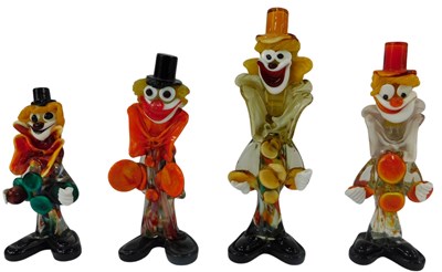 Lot 195 - Four Murano coloured glass clowns, the largest...