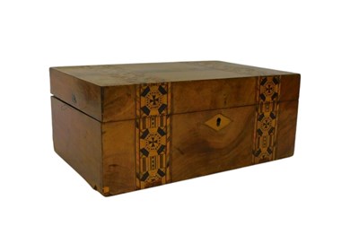 Lot 200 - A Victorian walnut and marquetry inlaid sewing...