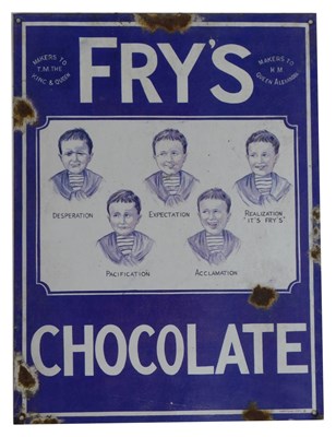 Lot 262 - A Fry's Chocolate tin sign, single sided, with...