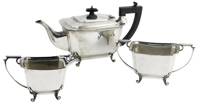 Lot 345 - A George V/Edward VIII silver three piece tea...