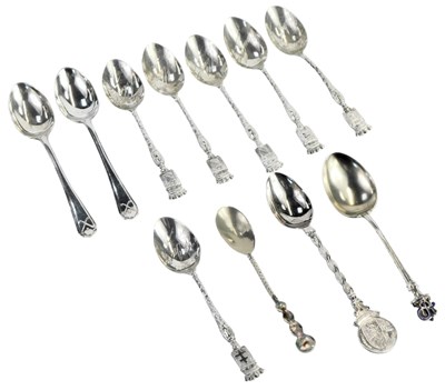 Lot 347 - A group of silver and white metal coffee and...