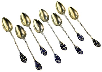 Lot 348 - A set of six Continental white metal coffee...