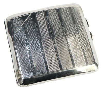 Lot 354 - A George V silver cigarette case, of square...