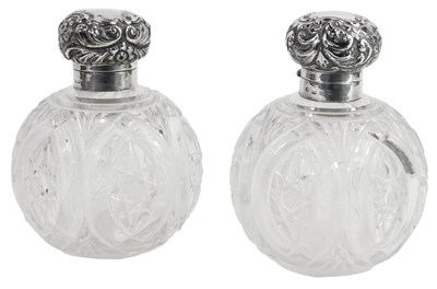 Lot 374 - Two similar Victorian cut glass scent bottles,...