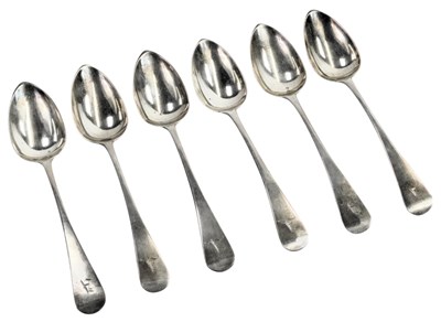 Lot 382 - A set of six George III silver Old English...