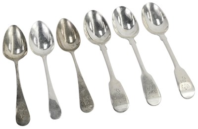 Lot 383 - A set of three William IV silver Fiddle...