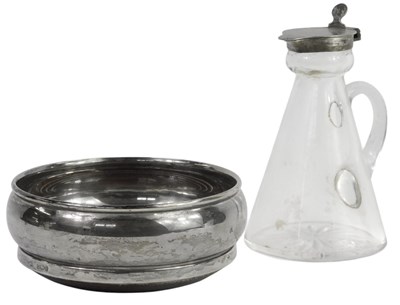 Lot 451 - A George V glass whisky noggin, with a silver...