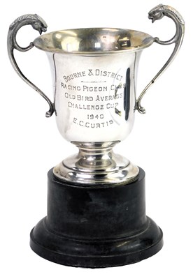 Lot 472 - A George VI silver twin handled trophy, each...