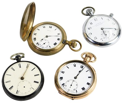 Lot 485 - A 10ct gold plated open faced pocket watch,...