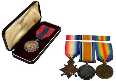 Lot 492 - A World War I medal group, named to EH Welch,...