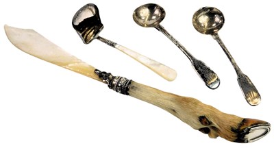 Lot 496 - A pair of George III silver Fiddle pattern...
