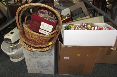 Lot 2136 - Christmas decorations, wicker baskets, a Teddy...