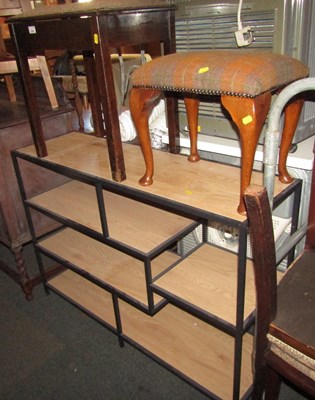 Lot 1041 - Two stools, and an open bookcase with five...