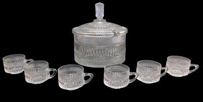 Lot 409 - A 20thC cut glass punch bowl and cover, 26cm...