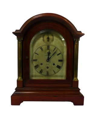 Lot 410 - A 19thC mahogany cased bracket clock, the...
