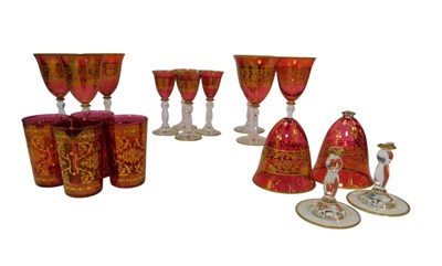 Lot 419 - A part suite of Continental ruby and clear...