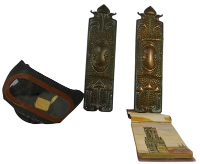 Lot 428 - Two Art Nouveau style copper door plates, 29cm...