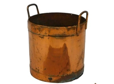 Lot 442 - A 19thC copper twin handled log or coal bucket,...