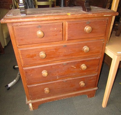 Lot 1008 - A Victorian pine painted chest of drawers, two...