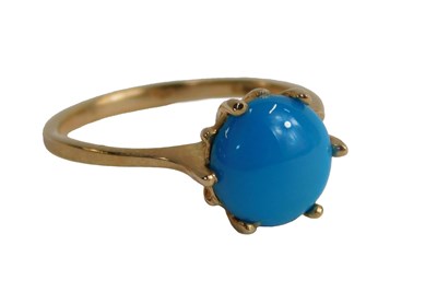 Lot 584 - A QVC 9ct gold and turquoise ring, the...