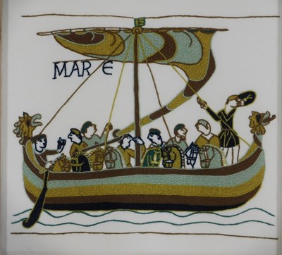 Lot 291 - A tapestry depicting a scene from the Bayeaux...