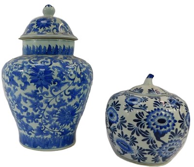 Lot 523 - A Chinese blue and white porcelain jar and...