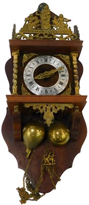 Lot 535 - A Dutch Zaandam wall clock, the top surmounted...