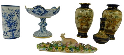 Lot 553 - A pair of 20thC Satsuma vases, decorated with...