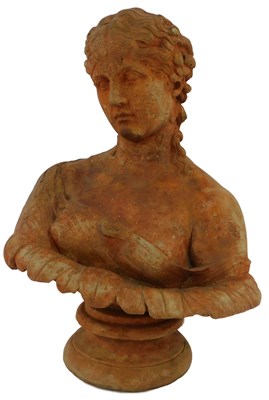 Lot 572 - A terracotta bust of a classical maiden,...