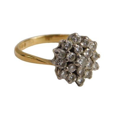 Lot 612 - An 18ct gold diamond and floral cluster ring,...