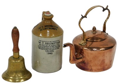 Lot 667 - A Victorian copper kettle, 30cm high, together...