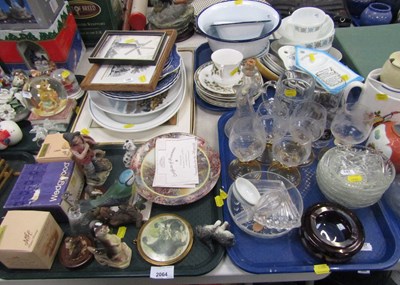 Lot 2064 - Porcelain figures of otters, cats, birds,...