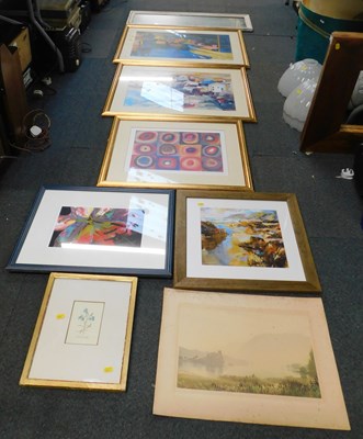 Lot 2158 - Pictures and prints, one rectangular white...